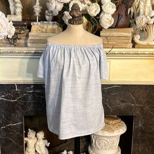 Gap cotton off shoulder striped peasant blouse